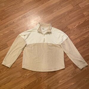 J. Crew Cream and White Quarter-Zip Pullover